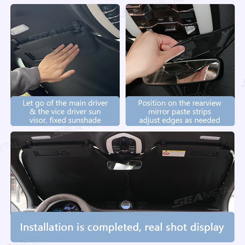 SEAMETAL Car Windshield Sunshade Cover Foldable Car Front Window Sun Shade 99.95% UV Block Protection UPF2000+ Car Curtain Cover - view 6