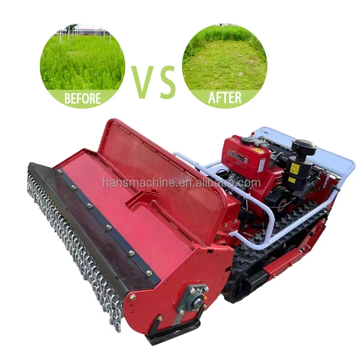 Factory Direct Automatic Grass Cutting Machine Crawler Brush Cutter For Agriculture electric remote control AI robot lawn mower