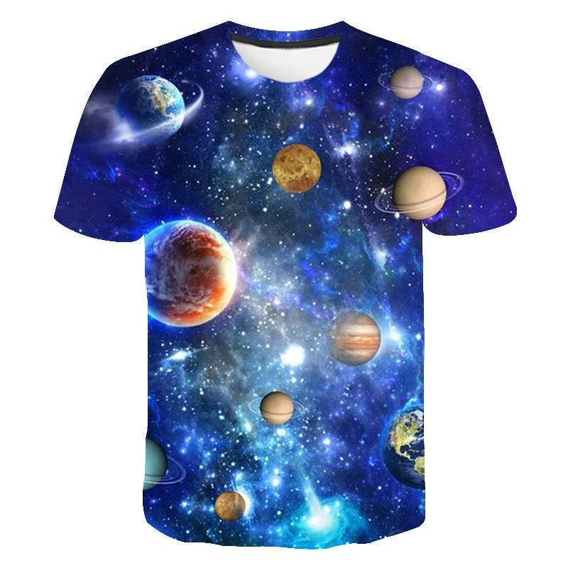 

Pop New 3D Space Galaxy Planet Universe Printing T Shirt For Men Kids Fashion Streetwear Tee Shirts Unisex Harajuku Short Sleeve