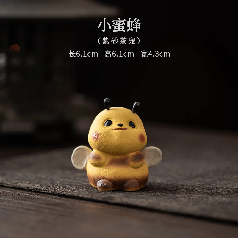 Tea Pets Little Bee Figurine Cute Cartoon Desktop Decor Creative Bumblebee Table Ornament Accessory Office Home School Childern - view 6