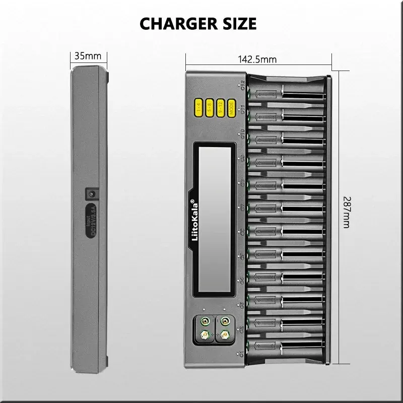 Ładowarka Lii-S12 LiitoKala 26650 litowo-jonowa 3.7V NiMH 1.2V LiFePO4 3.2V IMR 3.8V dla 18650 21700 26700 AA AAA