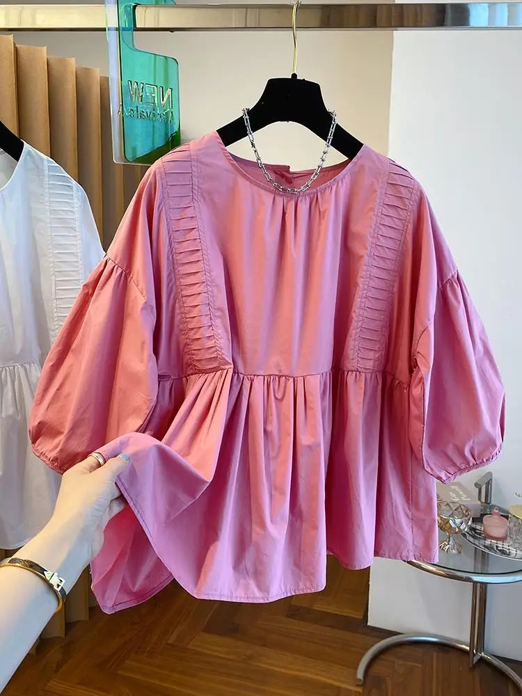 OCEANLOVE Lanter Sleeve Women Shirts&blouses Solid Korean Fashion Loose Retro Blusas Feminina Spring Summer Elegant Camisas