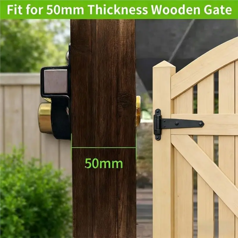 PORK-Long Throw Gate Lock, Both Sides Locking, Fit For Right & Left Wooden Door, 5 Keys Supplied (50Mm)