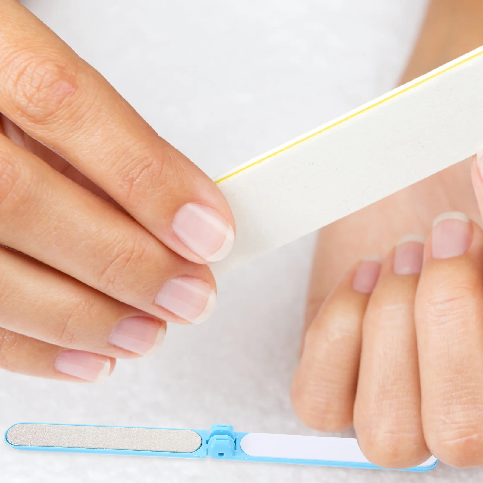 

3pcs Dual Sided Nail Files Portable Foldable Manicure Tools Travel Size Shallow Blue Nail Care Supplies Diamond for Natural