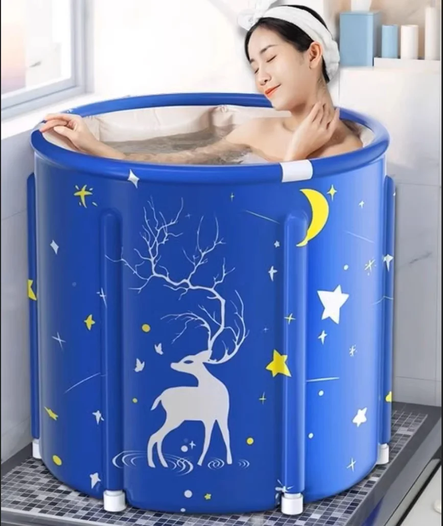 Shower Bucket for Adults, Heated Folding Shower Bucket, Household Full Body Bathtub, PVC Ice Bath