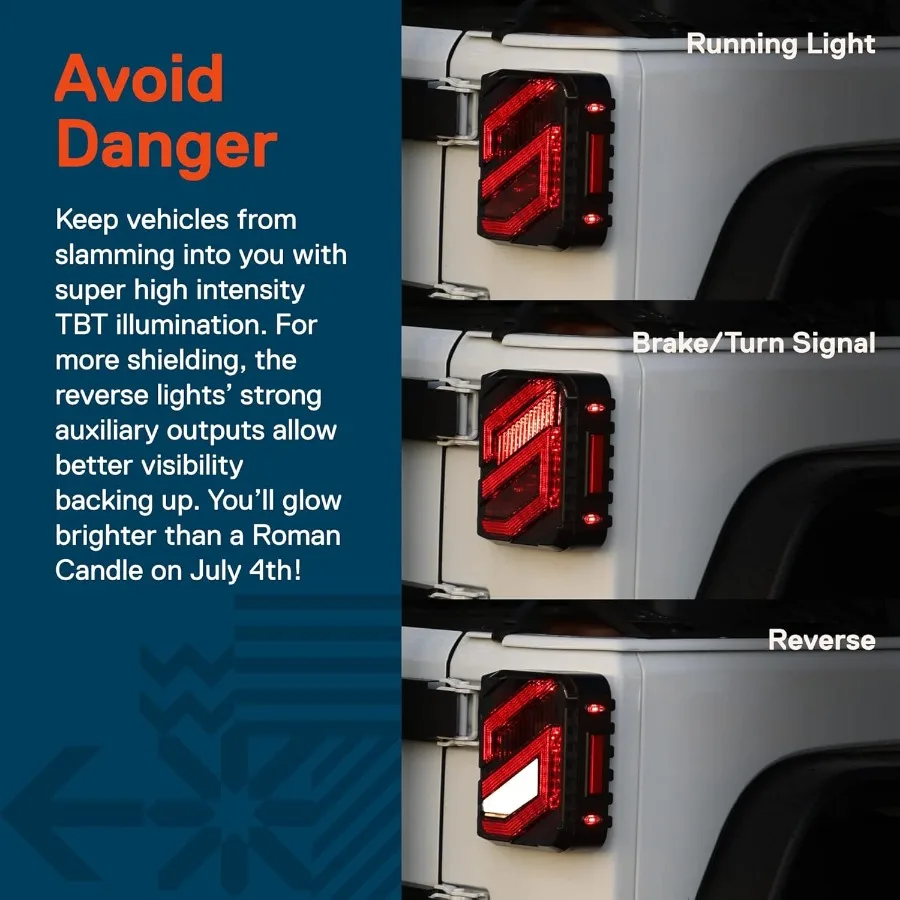 LED Tail Lights Compatible with 20072018 Jeep Wrangler JK JKU for OffRoad Use DOT Approved Smoked Lens Design TBT Turn Signal a