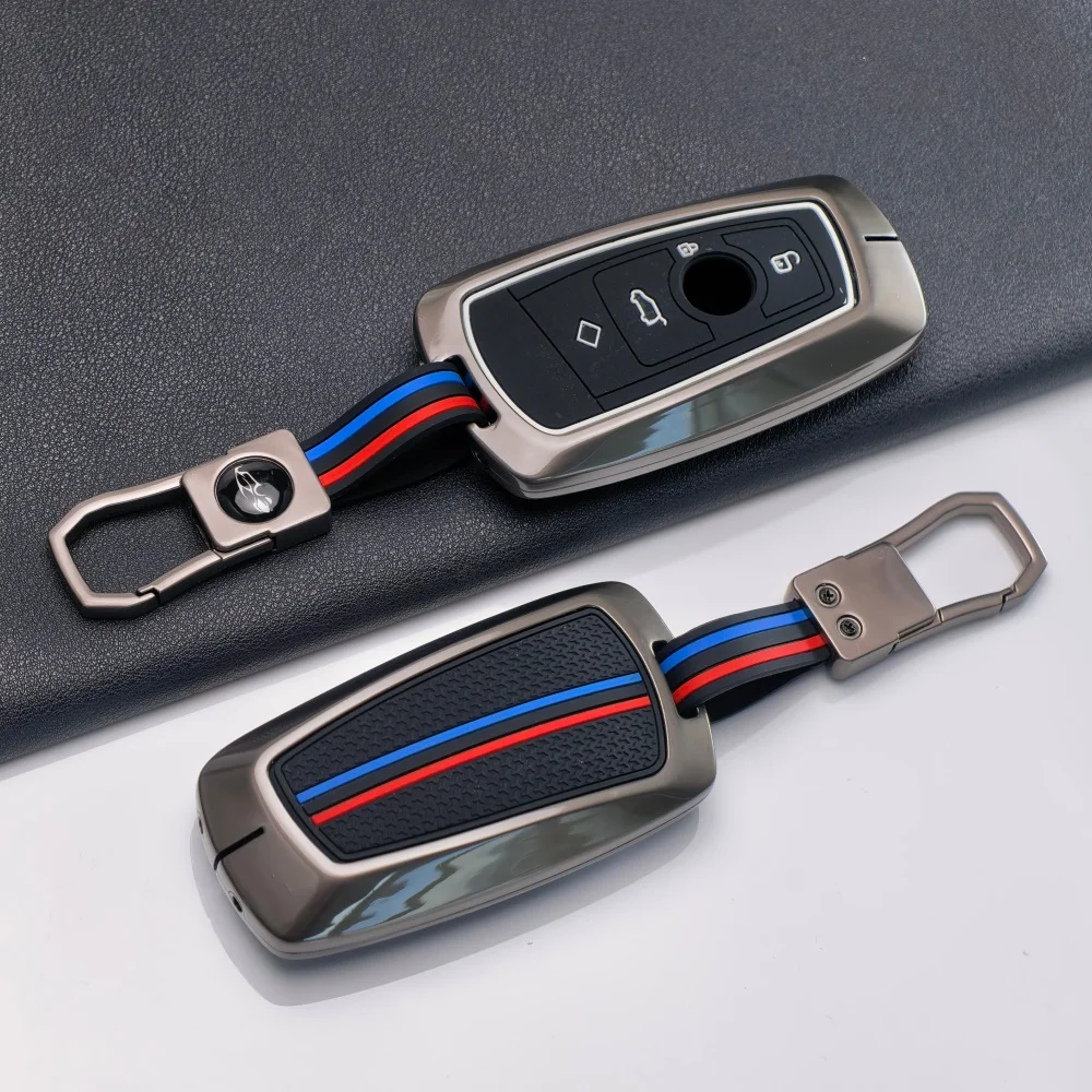 New Car Key Cover For BMW 1 3 5 7 Series X1 X3 X4 X5 F10 F15 F16 F20 F30 F18 F25 M3 M4 E34 Zinc Alloy + Silicone Accessorie