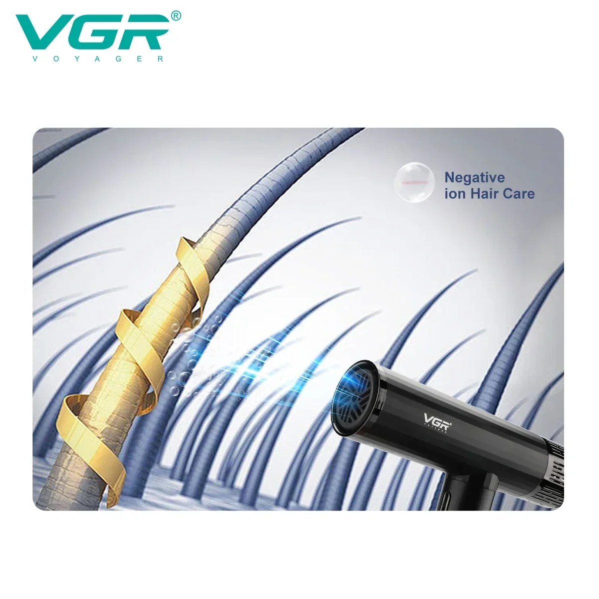 VGR Hair Dryer Professional Air Blower Brushless Motor Hair Dryer Machine 110000 RPM Hair Dryer Negative Ion Barber Salon V-427