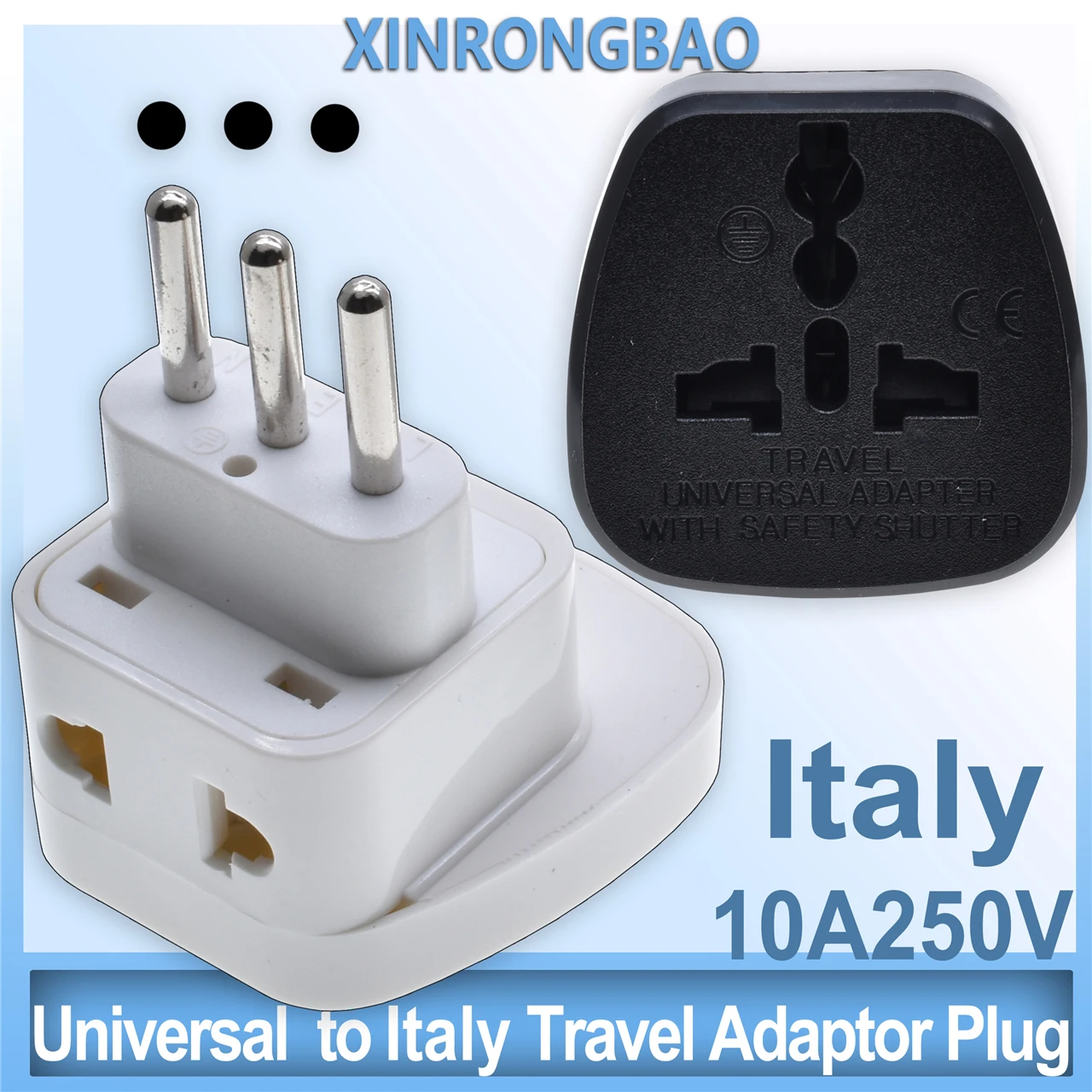 High Quality Universal UK/US/EU/AU to Italy Italian 3pin Travel Plug One split two Converter Adapter Type L Plug Adaptor Convert