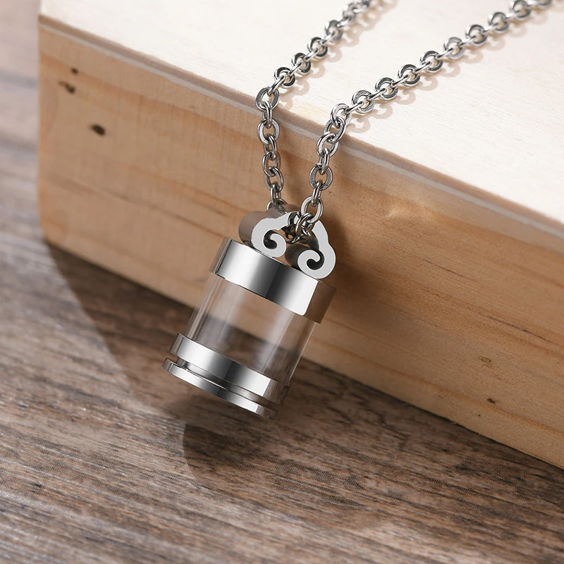 Hollow Fillable Necklaces for Women Men Urn Ashes Necklace Family Lover Pets Cremation Memorial Jewelry Keepsake Pendants