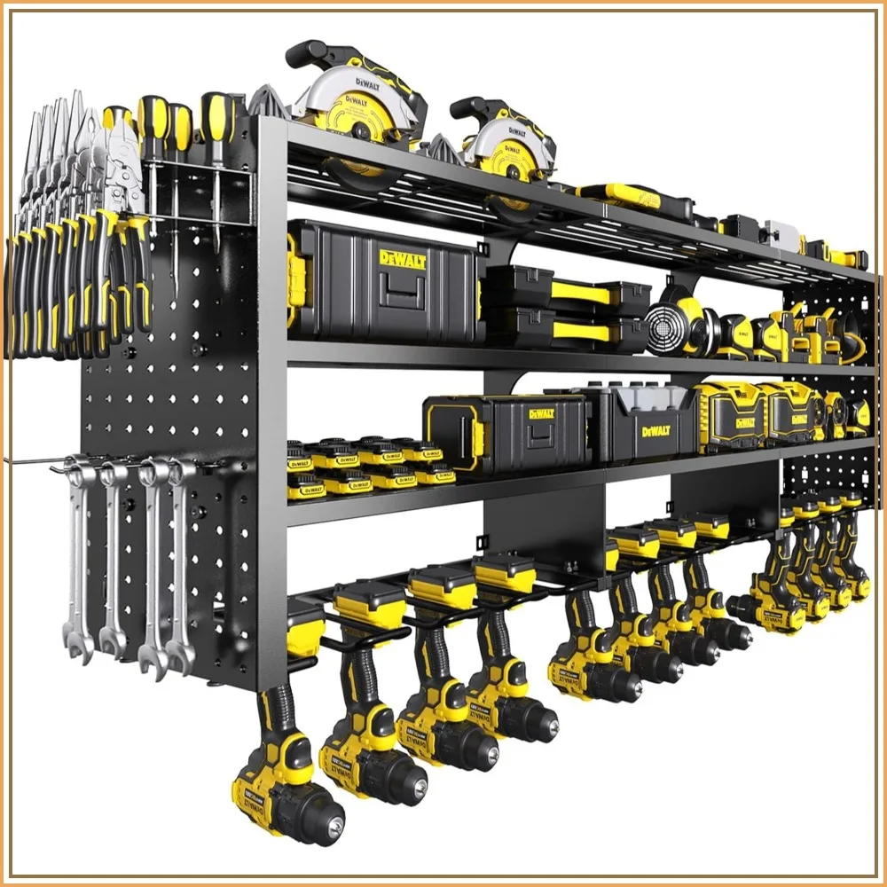 49" W Large Power Tool Organizer Wall Mount, 4 Layer Heavy D