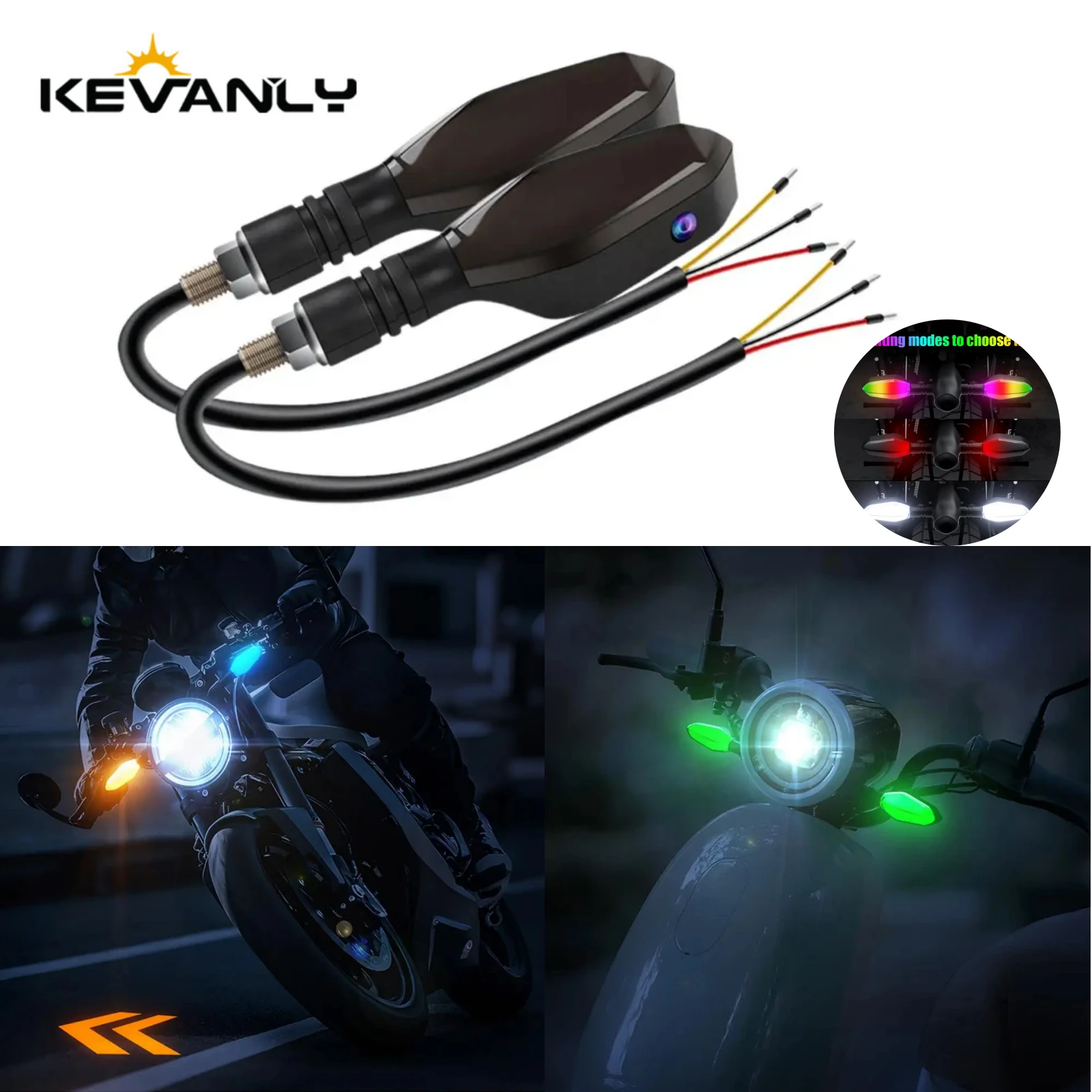 Motorcycle Projection Turn Signal Electric Vehicle Colorful Atmosphere LED Atmosphere Turn Signal High Brightness Warning Light