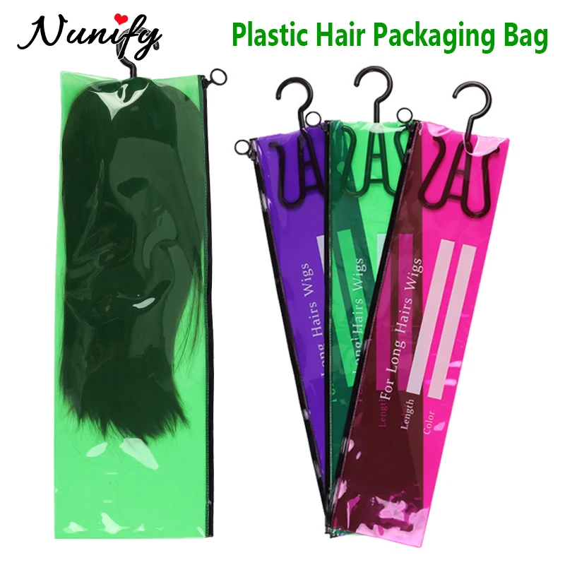 Waterproof Hair Extension Storage Bag With Plastic Hanger Anti-dust Hair Bags For Wigs Salon Barber Hanging Wig Holder & Wig Bag