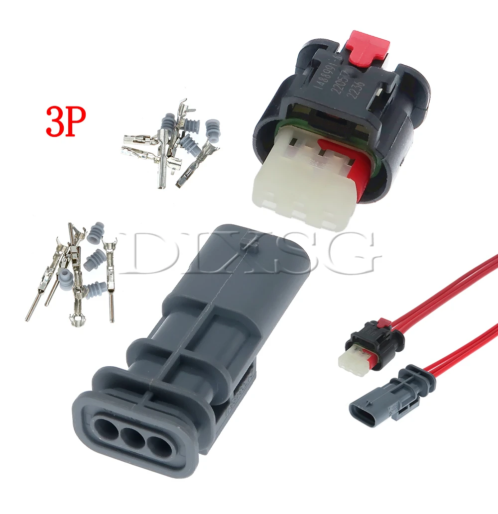 1 Set 3 Pin 2-1703496-1 1488991-2 1488991-6 Car Engine Sensor Probe Radar Plug Waterproof Connector for Toyota VW Audi BWM