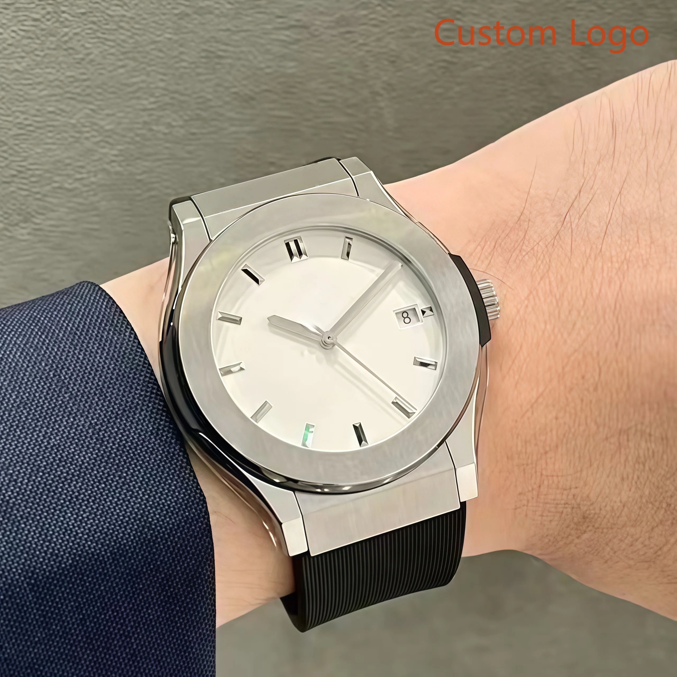 Men 42mm Luxury Minimalist Automatic Watch  Black  rubber Strap Waterproof Business Dress Male Customized Watches