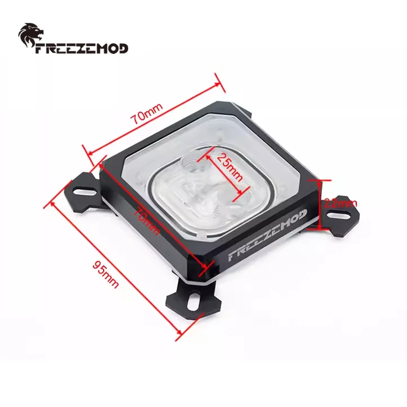 FREEZEMOD Komputer CPU Water Block 5V ARGB SYNC, Efek Cahaya Difusi Aurora, Penutup PMMA + Bingkai Aluminium INTEL-PK5E / AMD-PK5E
