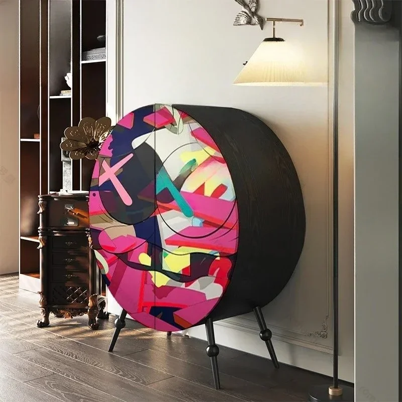 

A American abstract household solid wood dining side cabinet corridor vertical cabinet, entrance cabinet, simple living room