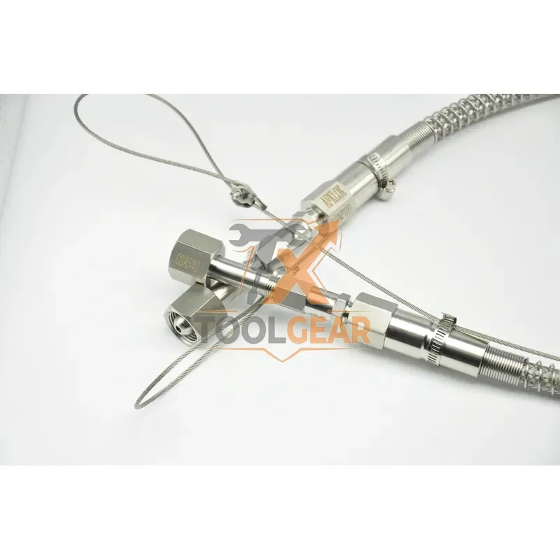2026hotsale* Flexible High Pressure Braided Mental Hose with Safety Rope Hydraulic Hose Pipe Fitting for Cylinder