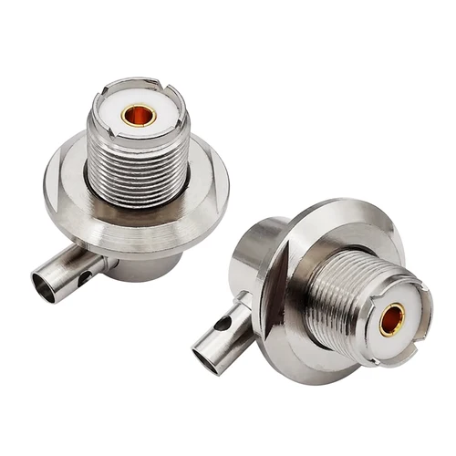 Imagen 2 del producto Conector hembra UHF SO239 RF coaxial, engarce para Cable RG58, RG142, LMR195, ángulo recto, niquelado, 50 Ohm, nuevo, 1 unidad