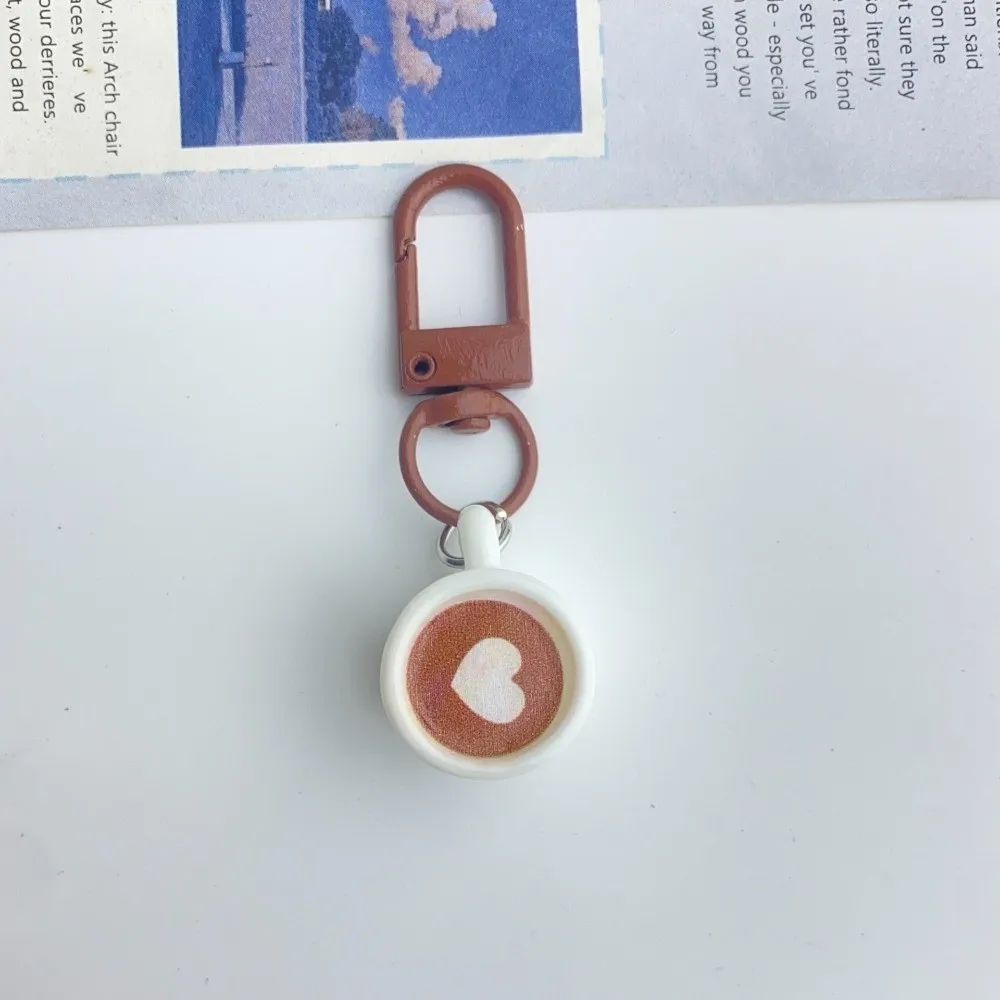 Cute Creative Mini Coffee Cup Keychain for School Backpack Gift Resin Bag Charm Pendant Decoration Couples Friends Key Ring