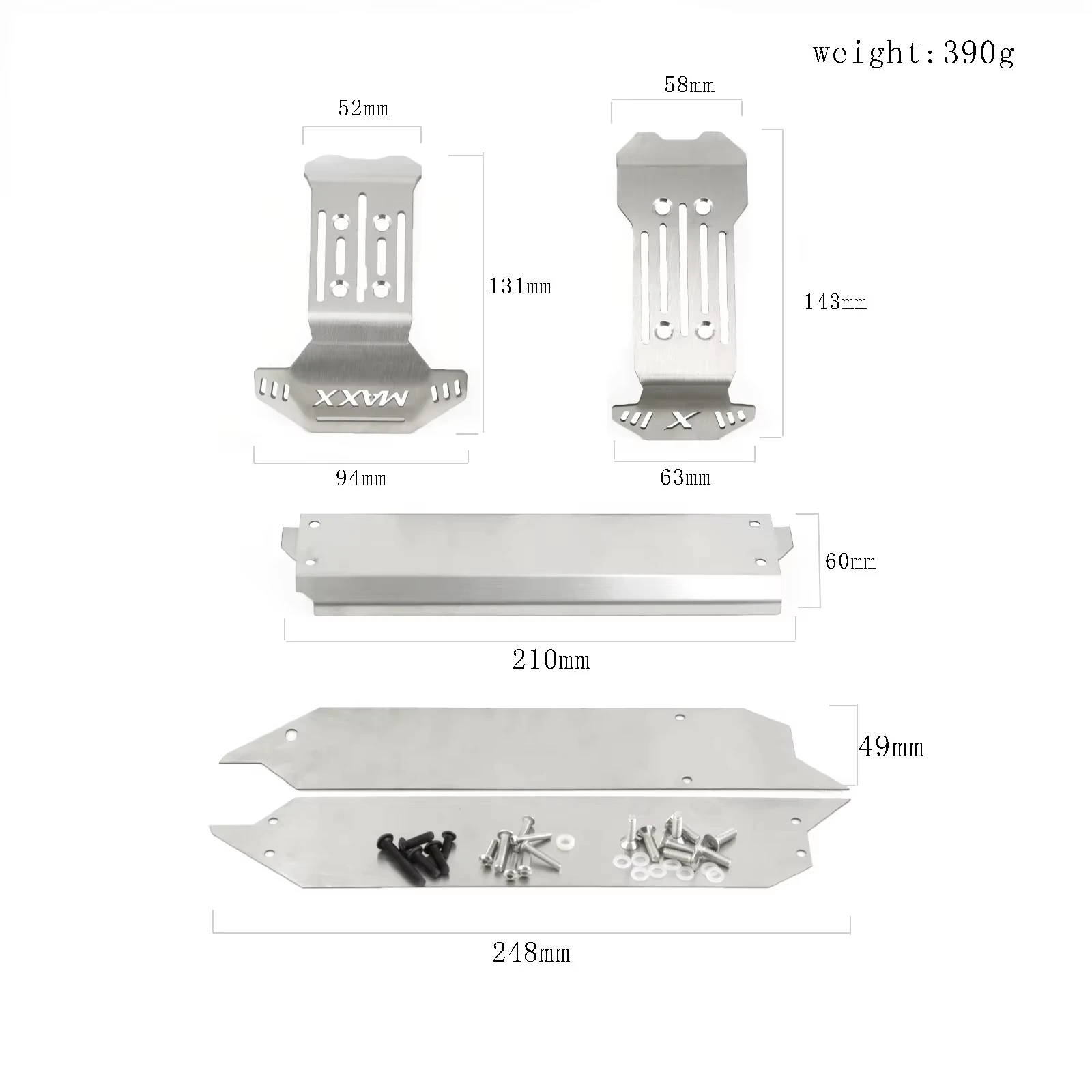 5-Pack Stainless Steel Front Rear Underbody Protection Plate Guard for TRAXXAS 1/10 MAXX V2.0 W/WIDEMAXX MONSTER