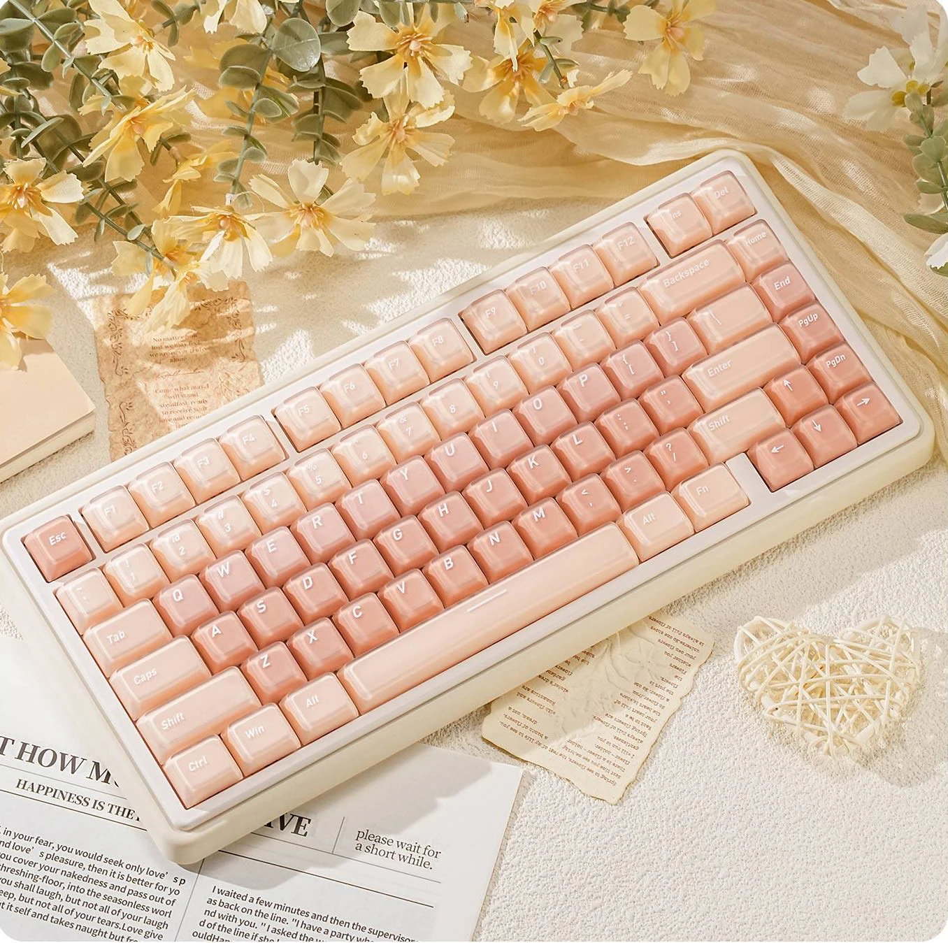 UR82 Mechanical Keyboard Tri-mode Gasket RGB Hot-Swap Custom Cute Girl Office Gaming Keyboard RGB Drive Programmable Keyboard
