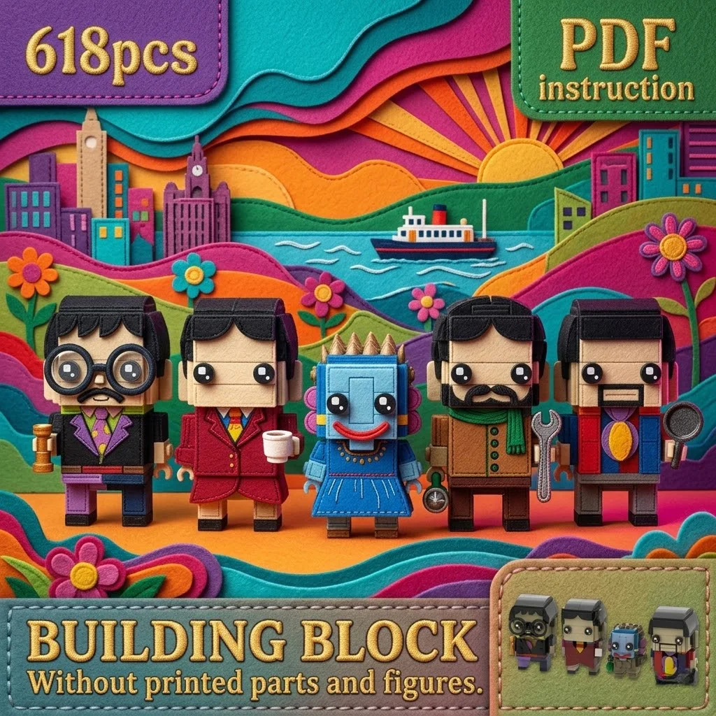 

Creative Retro Music Character Figure Set Birthday Gift Desktop Decoration Building Bricks Toy