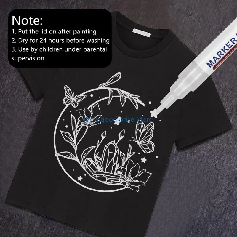 

White Permanent Fabric Marker For Tshirt Bag Shoe Hat Water Resistant Fabric Pen for Drawing on Leather Canvas Jeans