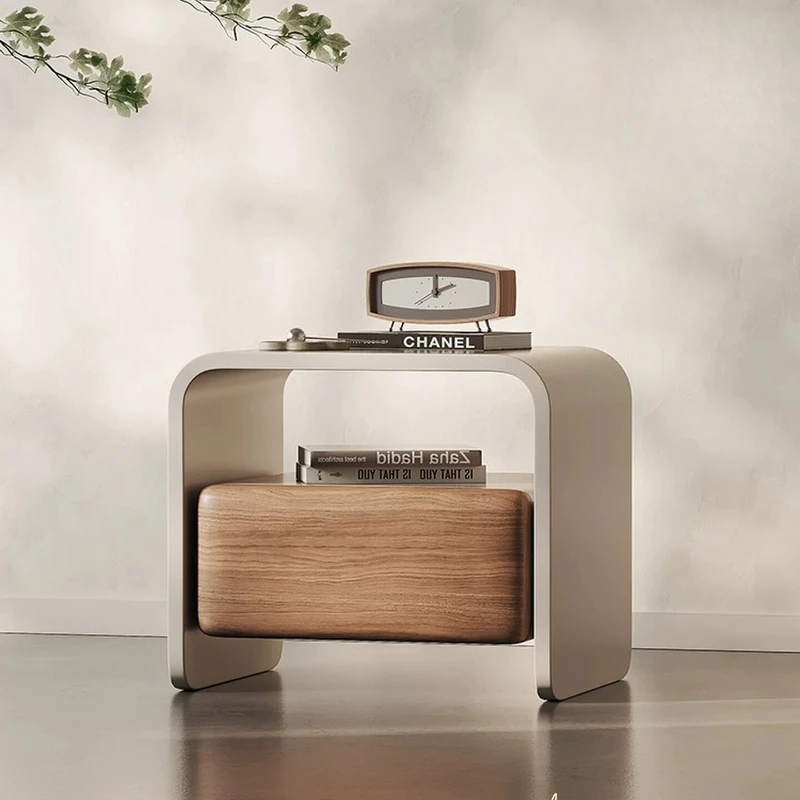 Jane bedside table, bedroom locker, wabi sandy wind large-capacity hollow bedside table