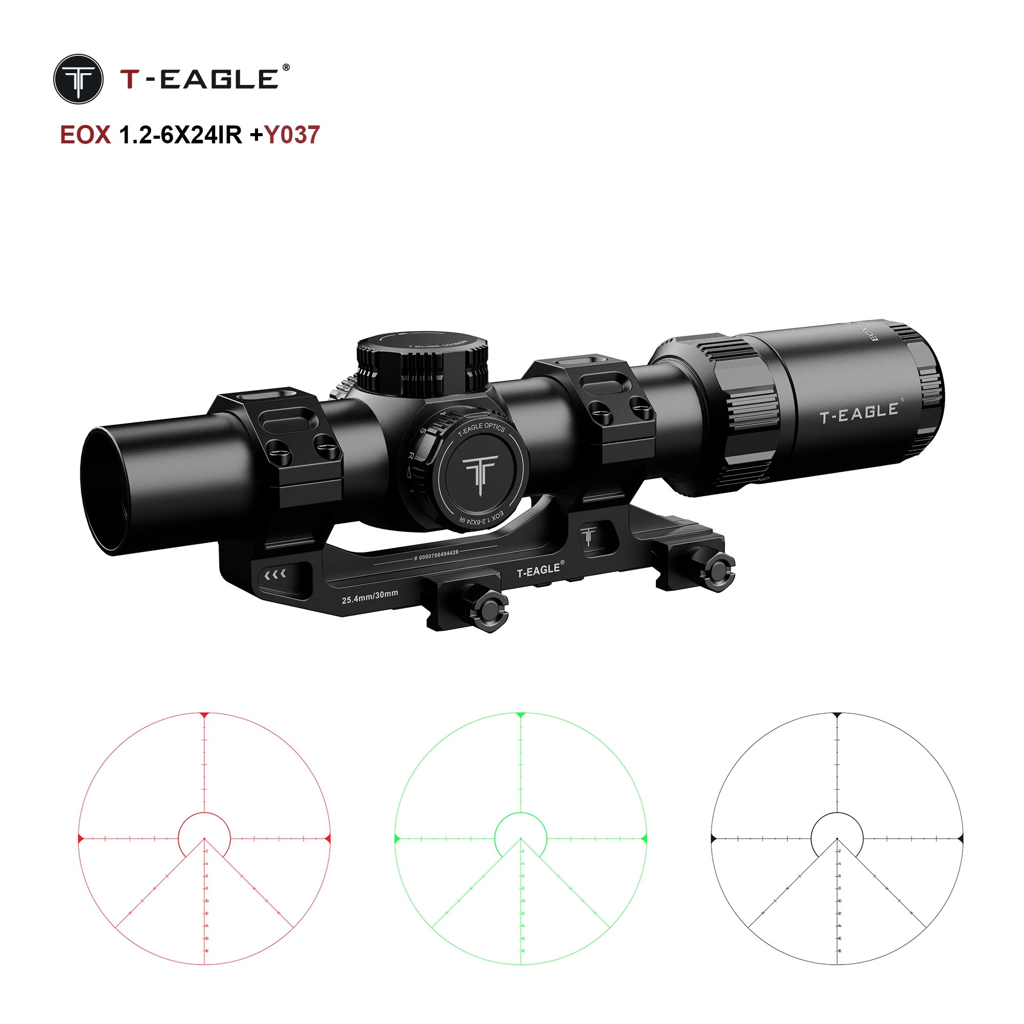 T-EAGLE EOX 1.2-6X24IR Tactical Short Scope for Hunting with Illuminated Outdoor Sport  Compact Sight Red dot