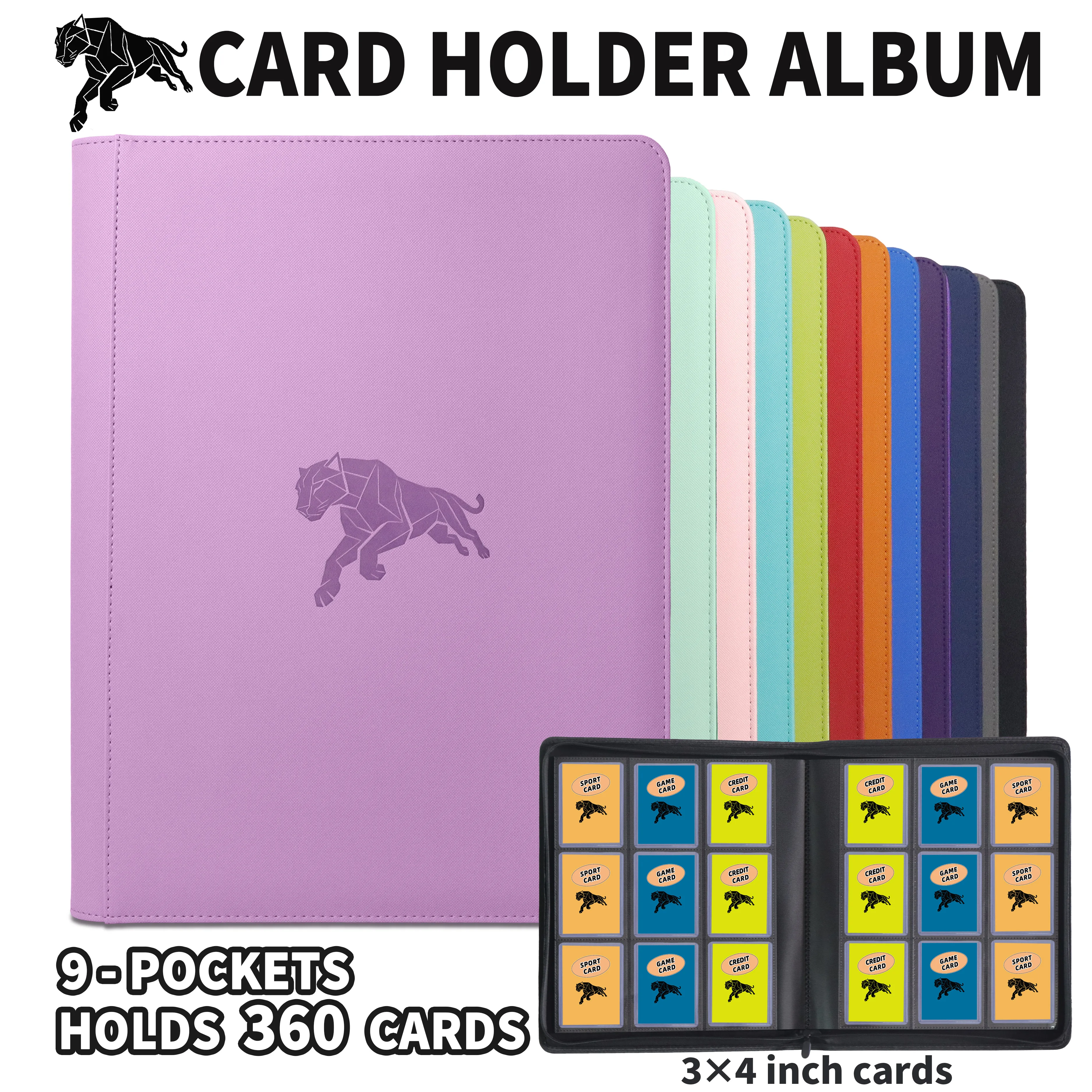 

9-Pocket Large Double-Sided Card Binder, Fits 3“×4” Inch Cards, 360 Pockets PU Leather Album,Trading Card Album