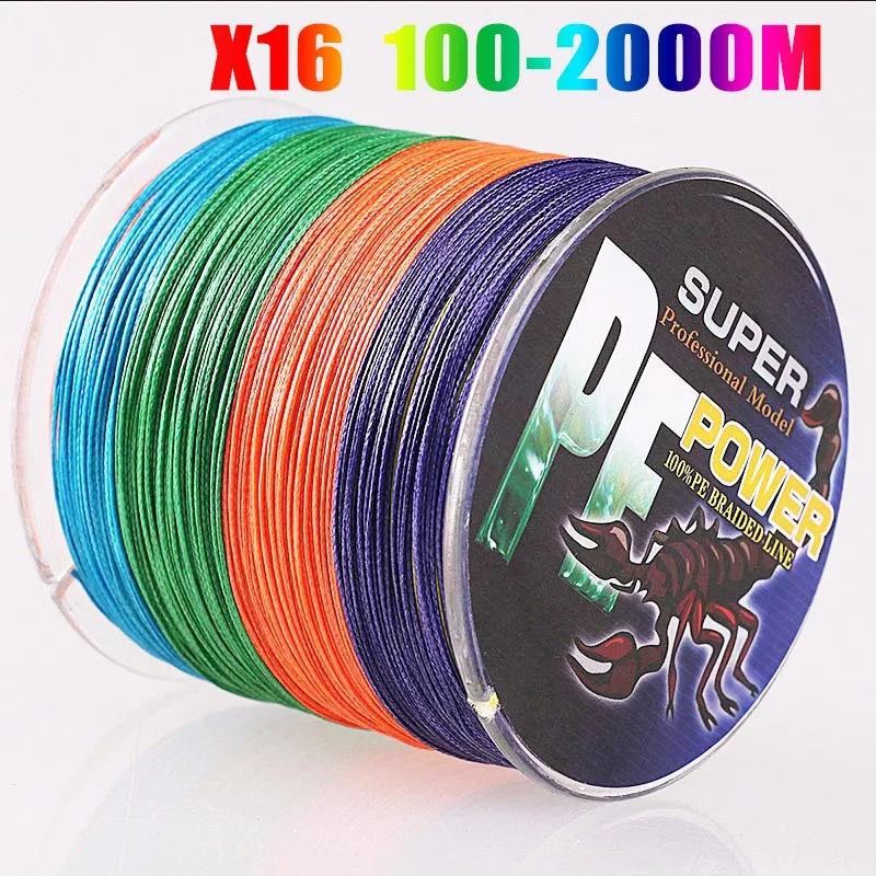 DORISEA 16 Strands 100M - 2000M Hollow Flat Shape 100% PE Extreme Braided Fishing Line Assist Wire Multicolor