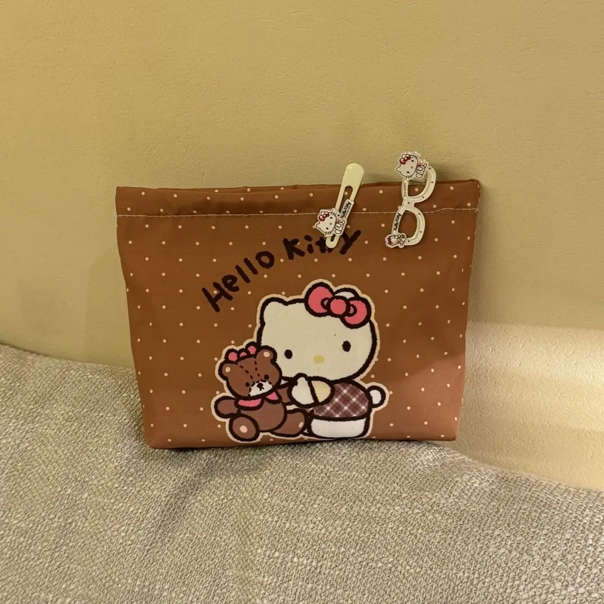 Hello Kitty make-uptas MINISO handtas draagbare grote capaciteit canvas afdrukken make-up opbergtas