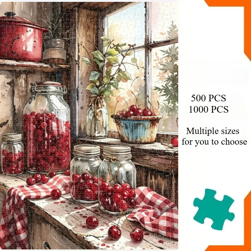 Large Size Jigsaw Puzzle 500/1000/1200/2000 Pcs Fruit Kitchen Landscape Puzzles for Adults Stress Relief Toys Gift