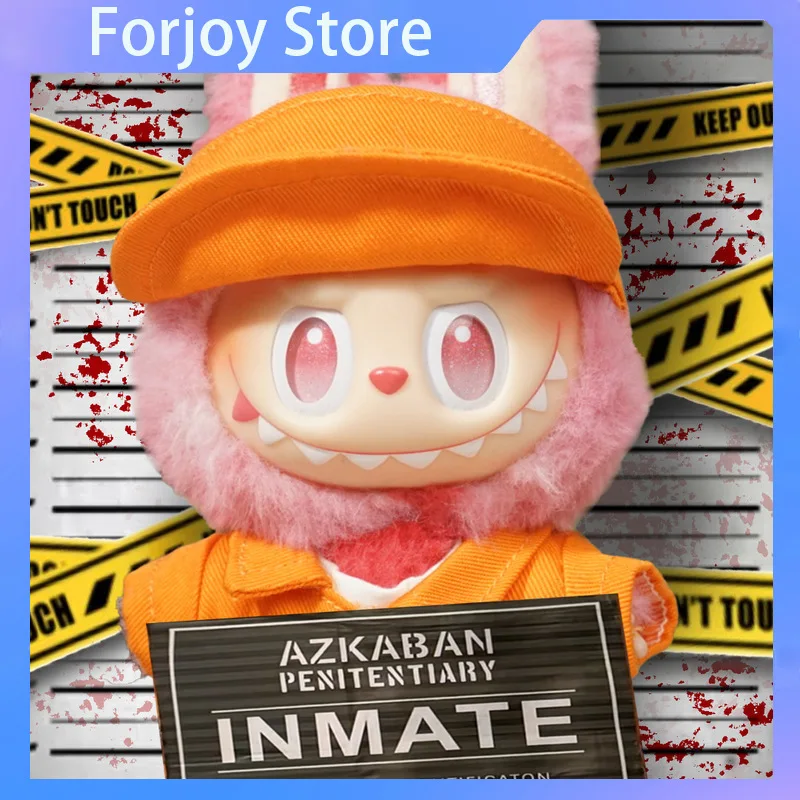 

Cloths For Labubu Doll 17cm Pure Prison Style Outfit Jumpsuit Handcuffs Set Toy Doll Accessories Unisex Children's Playwear