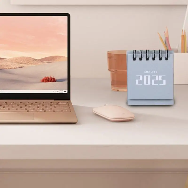Calendario de pie para decoración de escritorio, almohadilla de notas pequeña para el hogar y la escuela, 2025