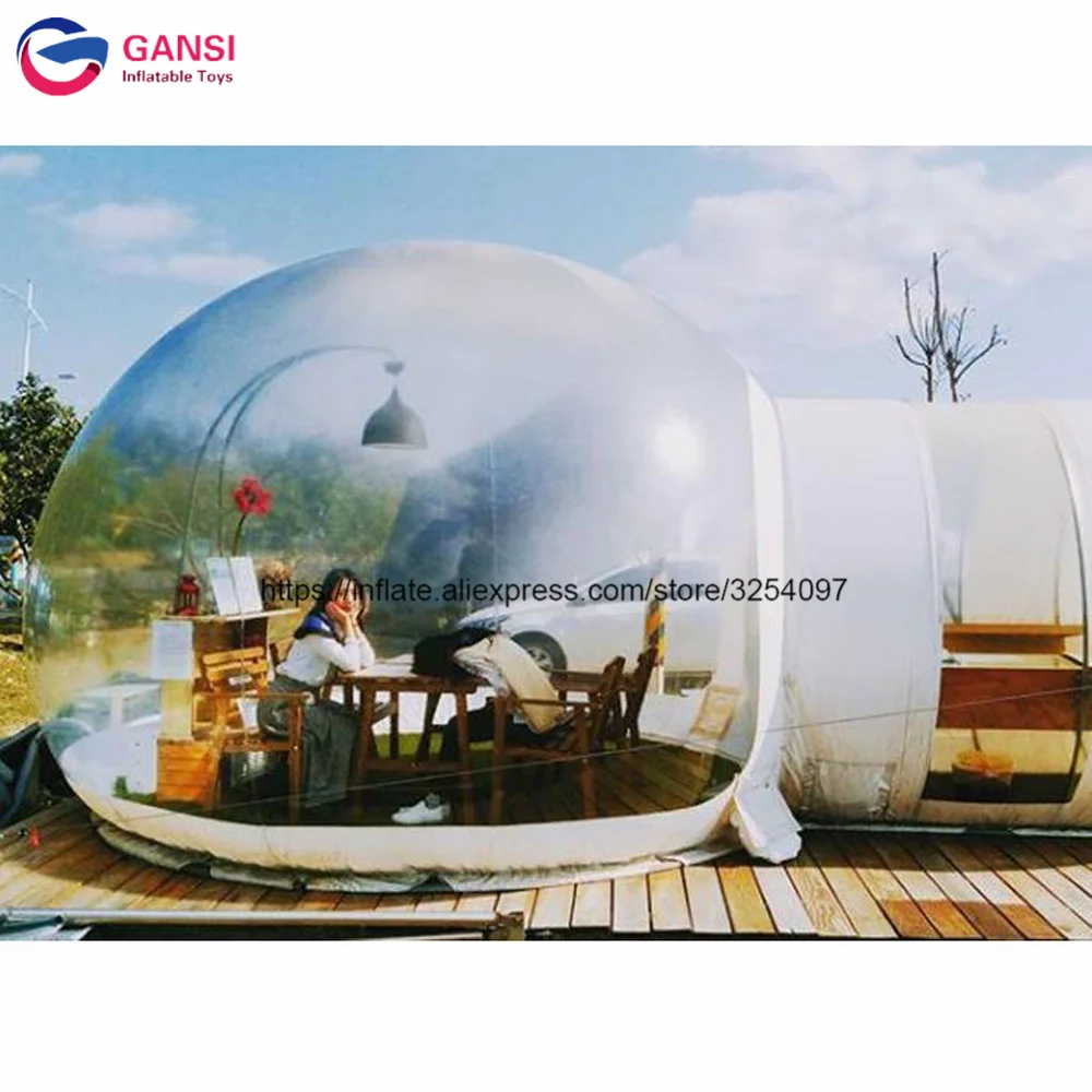 Pvc Camping Sneeuwtent Opblaasbare Bubbelkamer Hotel Opblaasbare Gazontent Met Tunnel