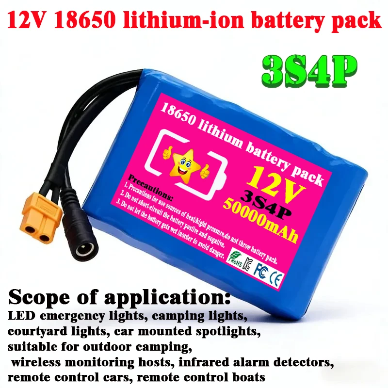 

12V 50000mAh Lithium Ion Battery Pack, Fit for Portable Coffee Maker, Mini Vacuum Cleaner, Electric Toothbrush, LED Desk Lamp