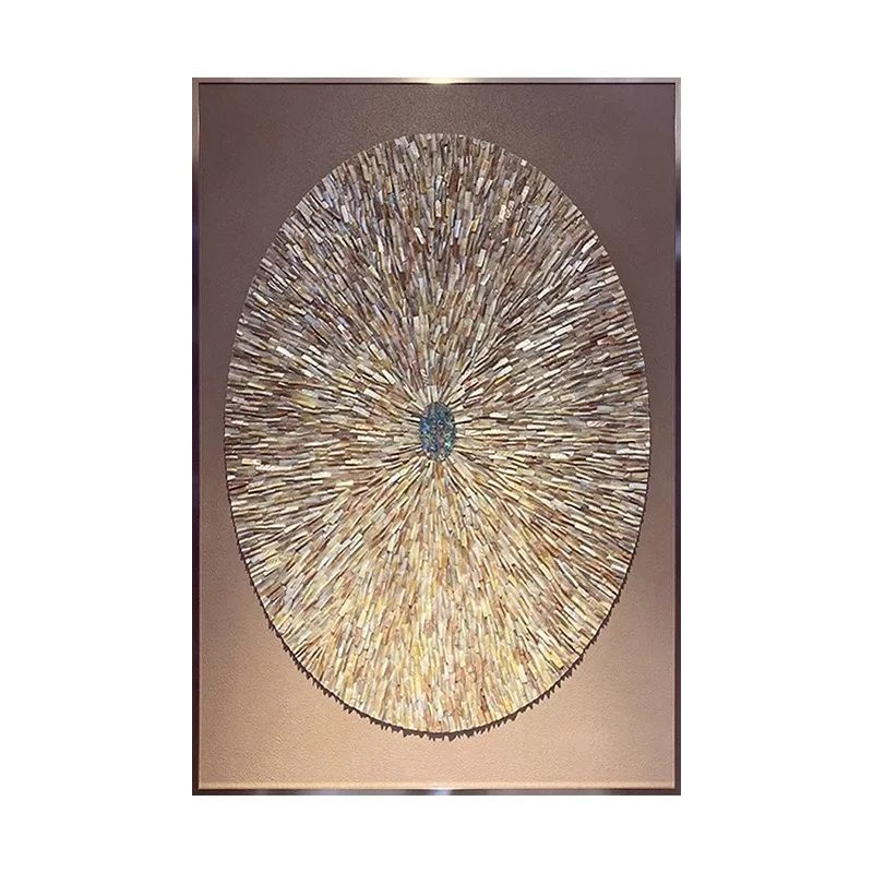 Modern light luxury entry entrance decorative painting 5d three-dimensional high-end villa living room background shell painting
