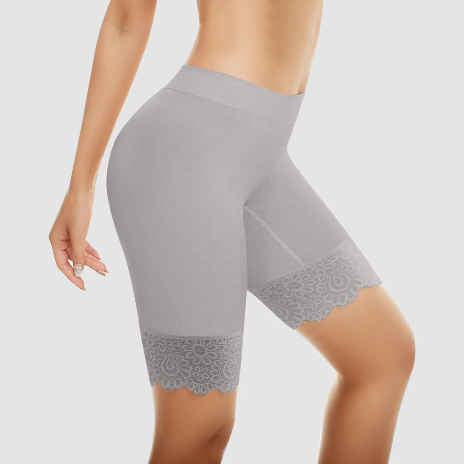 Pantalon de sécurité taille haute pour femme, sous-vêtement en plastique serré, bord en dentelle, mode décontractée, leggings de yoga, pantalon de sport, document solide