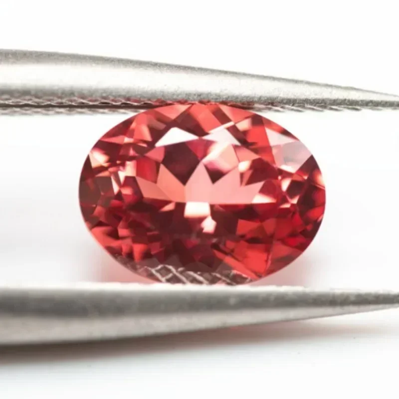 Ovaler Padparadscha-Edelstein im Feuerlotos-Design, im Labor gezüchtet, für DIY-Schmuckherstellung, Halsketten und Ringe, wählbares Zertifikat – Detail 4
