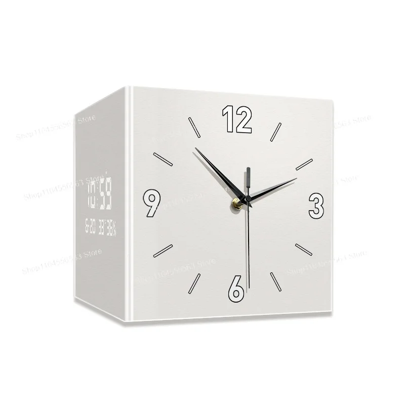 Living room corner clock perpetual calendar new electronic clock modern simple double-sided wall clock creative corner wall