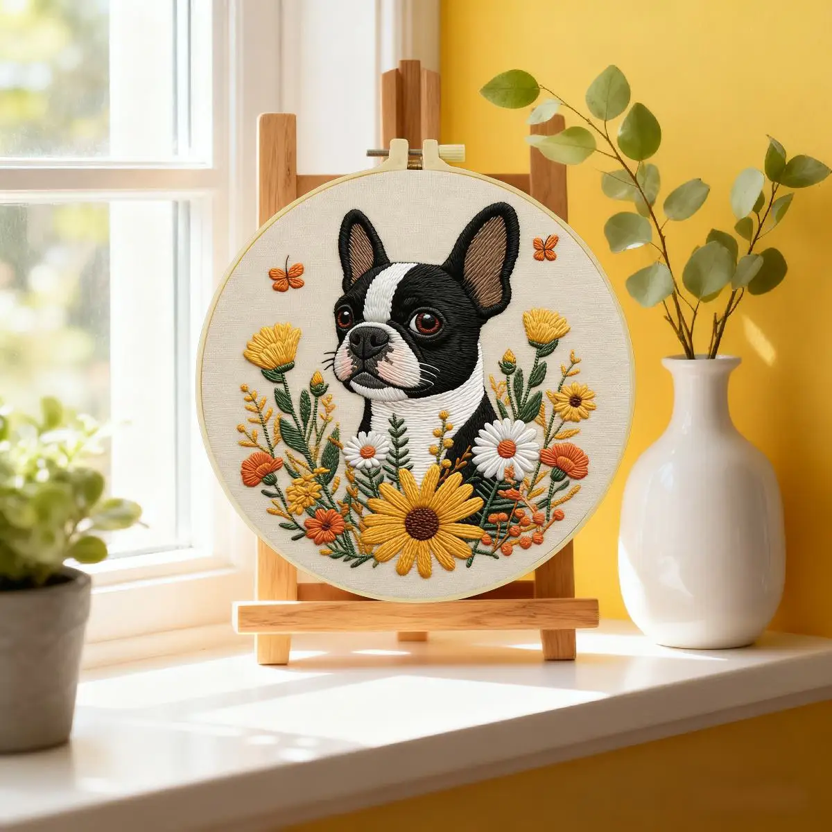1 Stück 20X20CM/15X15CM 7,87/6,3 Zoll Hund-Stickerei-Starter-Kit DIY-Kit DIY-Stickerei-Set für Anfänger Heimdekoration – Detail 1