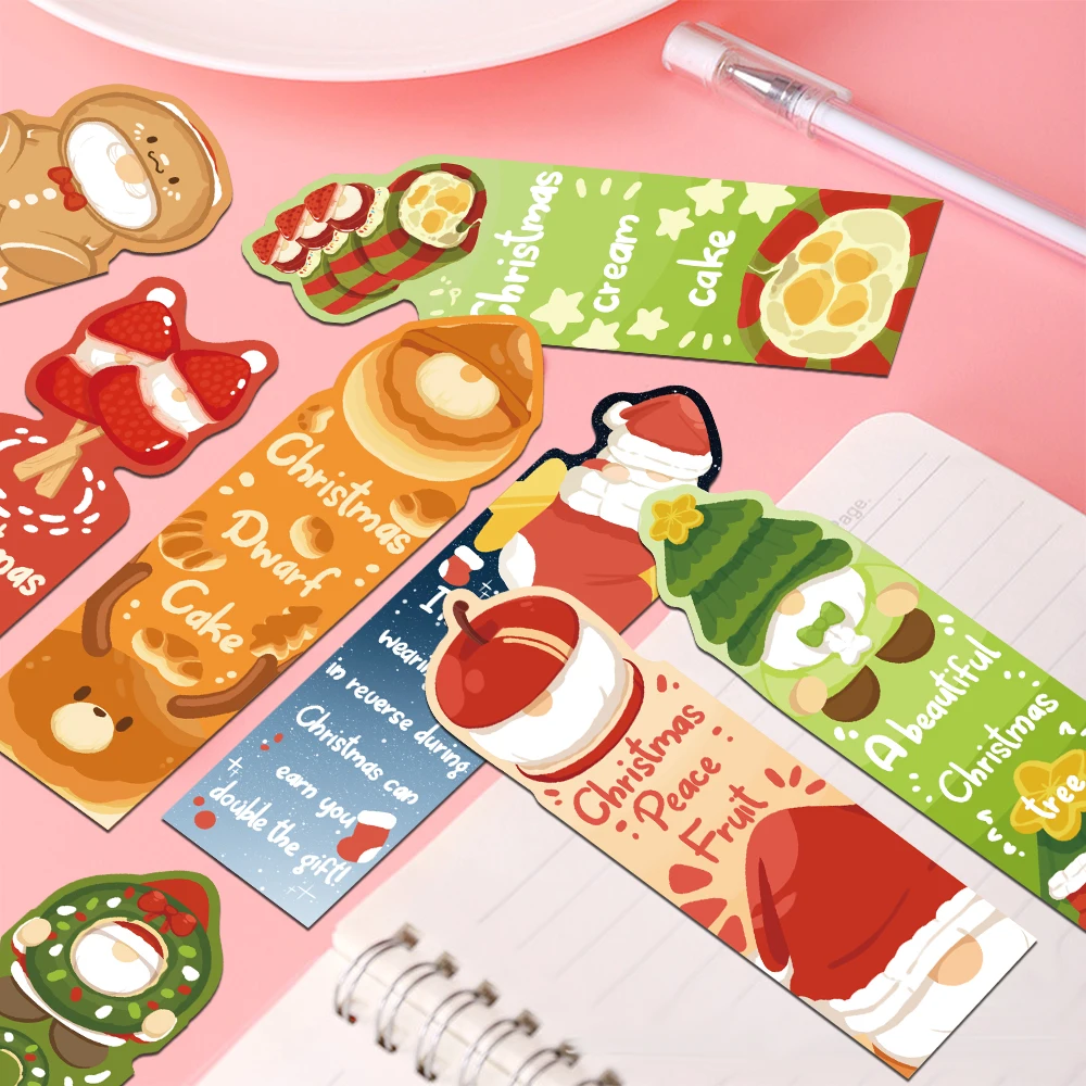 30pcs Irregular Cartoon Funny Christmas Bookmarks Pages Books Labeled DIY Aesthetic Bookmark Students Stationary Supplies