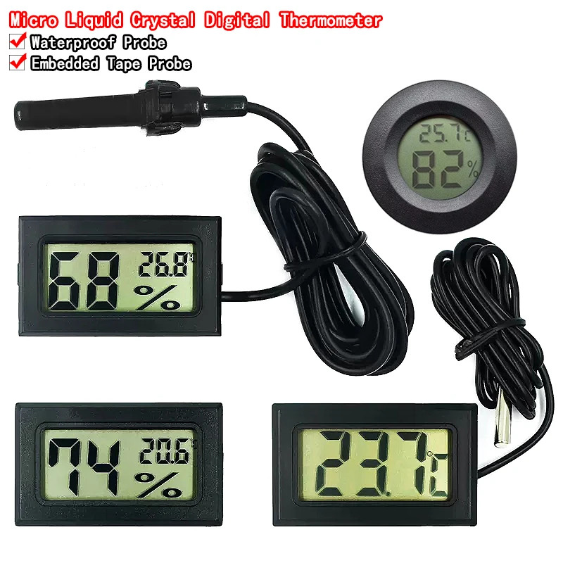 Mini LCD Digital Frigorífico Termômetro, Sonda à prova d'água, Usado para Temperatura de Freezer,-50-110 ℃, Interior e Exterior