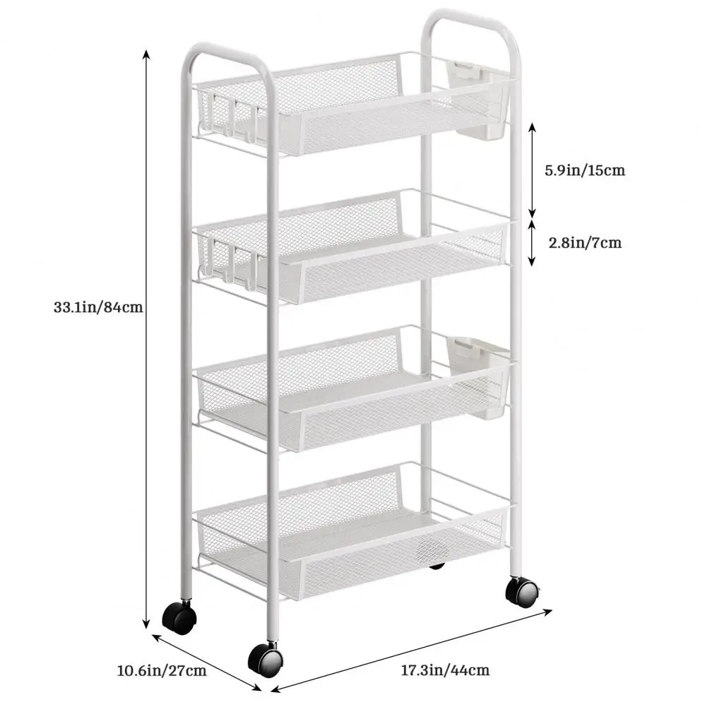 Multi-Layer Trolley Rack Kitchen Bedroom Baby Snacks Mobile Bathroom Storage Rack 5Tier Stackable Fruit Vegetable Storage Basket