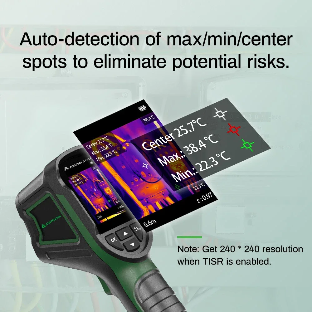 AMPBANK H128 Thermal Imaging Camera Handheld Thermal Camera 240 X 240 TISR Resolution 25 Hz Infrared IP54 Waterproof -4~842℉ Temp Range for Electrical Test HVAC Repair view 7