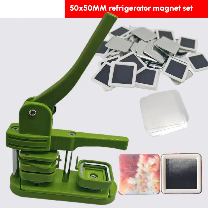 

Square Plastic Badge Manufacturer 50x 50mm DIY Square Badge Machine with Refrigerator Magnetic Plastic Base Supplies