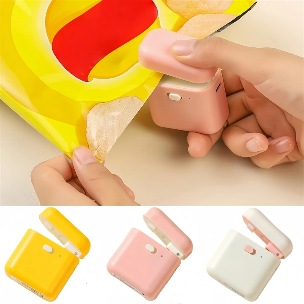1 Set Mini Sealing Machine With USB Cable Rechargeable Mini Bag Sealer For Heat Seal With Magnet For Plastic Snack Bags Tools