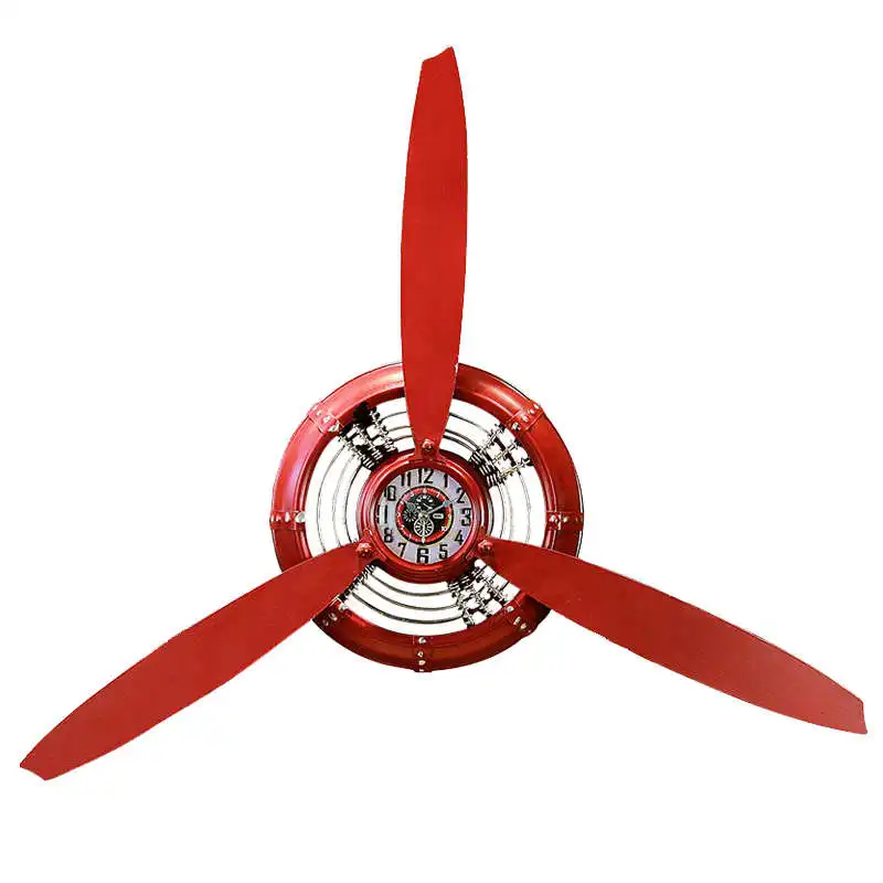 Mai home retro loft industrial wind wrought iron aircraft propeller wall clock wall hanging bar internet cafe background